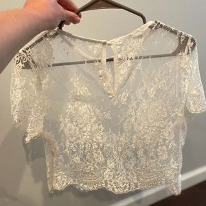 White Lace Crop Top